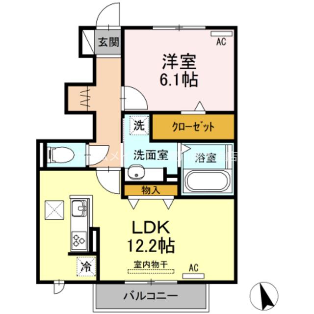 リヴィエール(1LDK/1階)の間取り写真