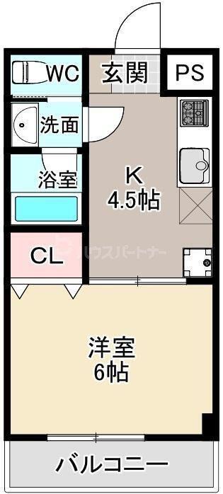 荻野ビル(1K/2階)の間取り写真