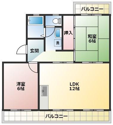 アルテハイムK(2LDK/1階)の間取り写真