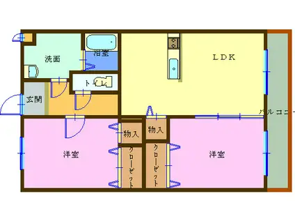コーンハイツII(2LDK/3階)の間取り写真