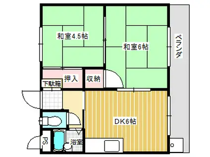 フラワーハイツ(2DK/2階)の間取り写真