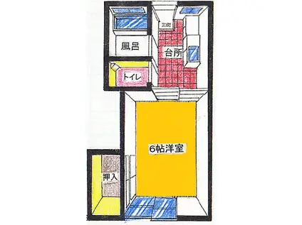 清水荘(1K/2階)の間取り写真