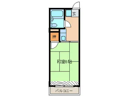 モデラードハイツ(1K/2階)の間取り写真