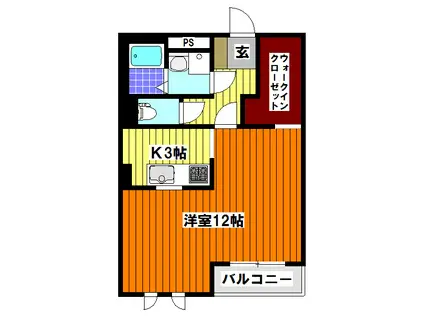 エンブレム(ワンルーム/2階)の間取り写真