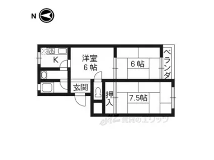 第二大北マンション(2LDK/3階)の間取り写真