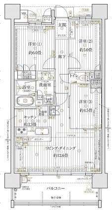 ローレルタワー太田川駅前(3LDK/7階)の間取り写真
