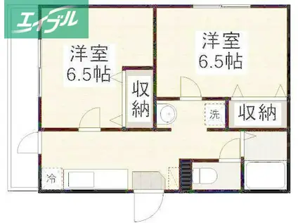 第6北村マンション(2K/1階)の間取り写真