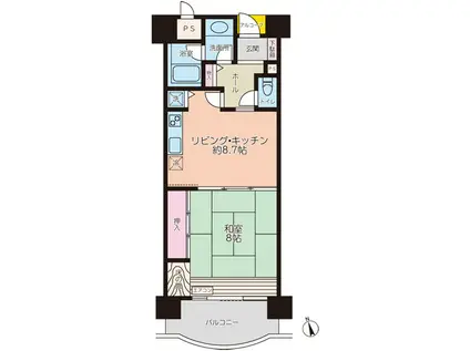 セレーニア鴨川(1LK/2階)の間取り写真