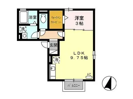 ラヴィアンローズB棟(1LDK/2階)の間取り写真