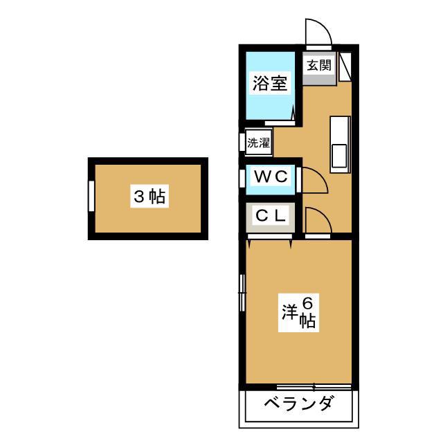 クレストール(1K/2階)の間取り写真