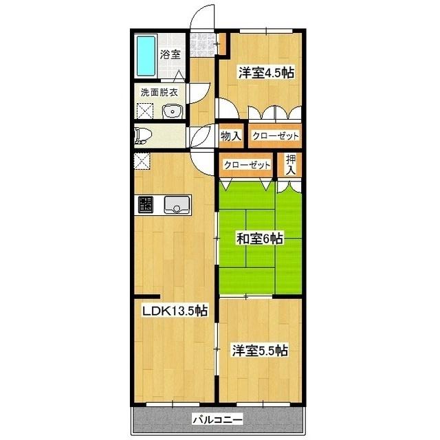 プロムナード(3LDK/4階)の間取り写真