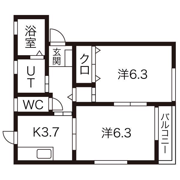 エスポワールA(2K/1階)の間取り写真