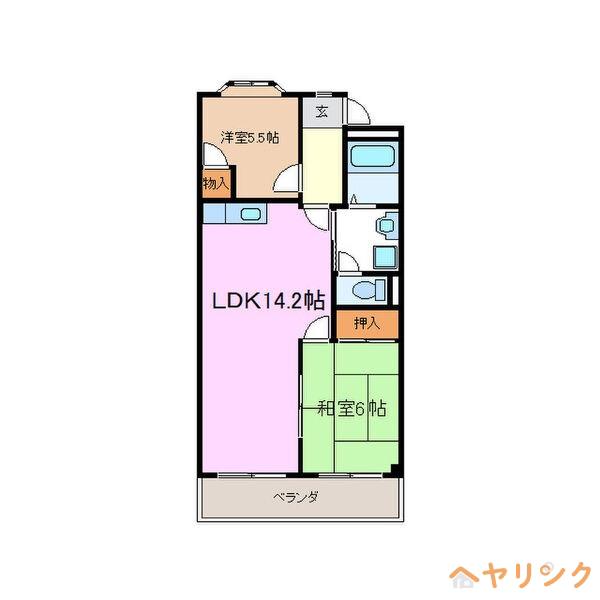 カピラハイツ(2LDK/2階)の間取り写真