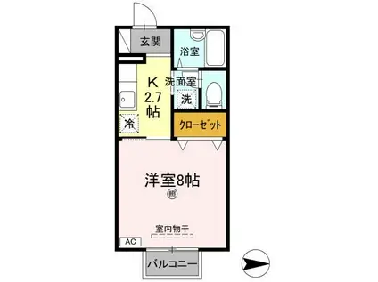 アベニューハタダIII(1K/2階)の間取り写真