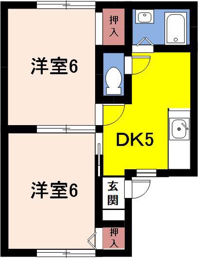 ファミール稲垣(2DK/2階)の間取り写真