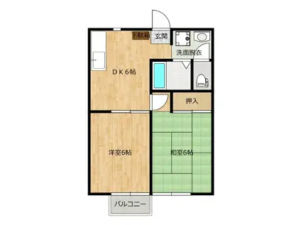 フェリース小生砂(2DK/1階)の間取り写真