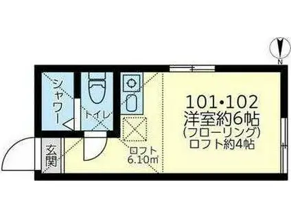 ユナイト鶴見メトロポリターナの杜(ワンルーム/1階)の間取り写真