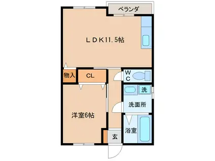 寿マンション(1LDK/3階)の間取り写真