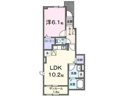 阿武隈急行 福島学院前駅 徒歩18分 2階建 新築(1LDK/1階)の間取り写真