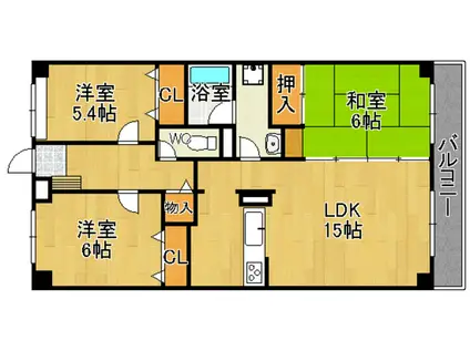 センチュリーコート宝塚(3LDK/5階)の間取り写真