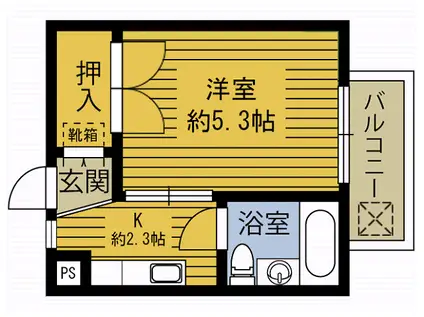 グリーンビル(1DK/4階)の間取り写真