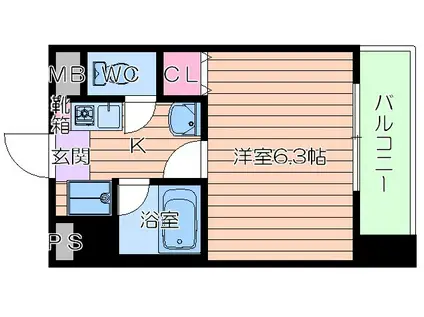 エスティライフ梅田北(1K/6階)の間取り写真