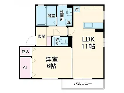 ラ・カーサ古川(1LDK/2階)の間取り写真