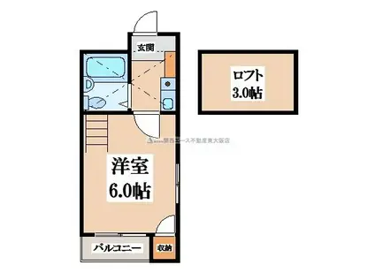 オーナーズマンション瓢箪山(1K/3階)の間取り写真