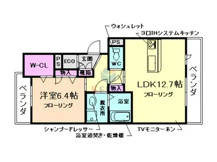 パークスイート桜の町(1LDK/2階)の間取り写真