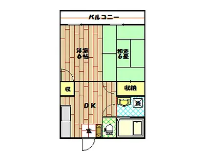 ドルチェU壱番館(2DK/3階)の間取り写真