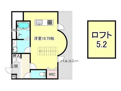 キューブ南塚口II(1LDK/5階)の間取り写真