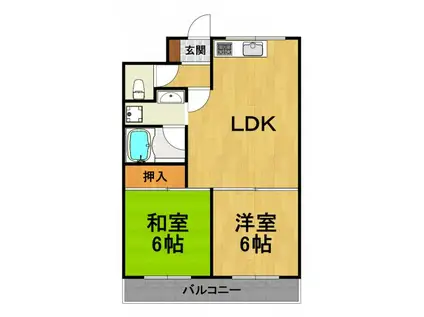 ソワ宝塚(2LDK/4階)の間取り写真