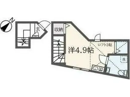 まんまるハウス赤塚(ワンルーム/2階)の間取り写真