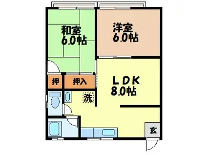 パークハイツ野田A(2LDK/2階)の間取り写真
