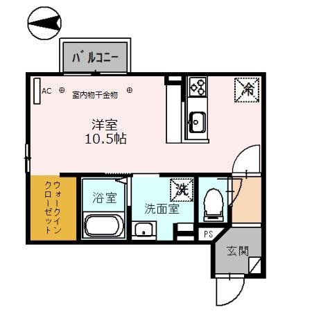SAKURA(ワンルーム/2階)の間取り写真