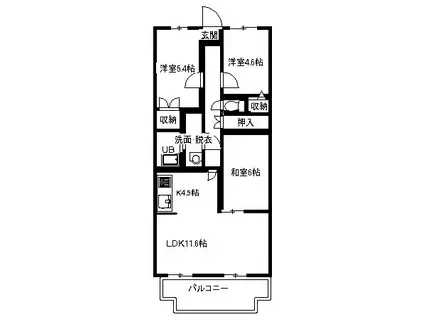 小田急小田原線 富水駅 徒歩13分 4階建 築25年(3LDK/2階)の間取り写真