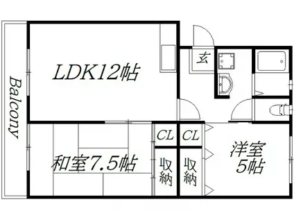 第一マンション佐々(2LDK/3階)の間取り写真