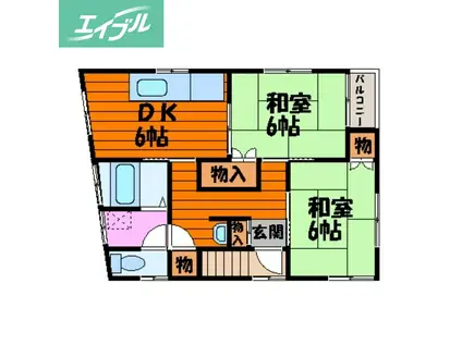 コーポNK(2DK/2階)の間取り写真