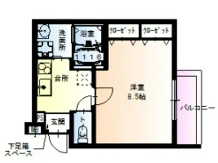 フジパレス滝井元町I番館(1K/1階)の間取り写真