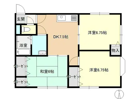 マンションルーブランB棟(2LDK/2階)の間取り写真