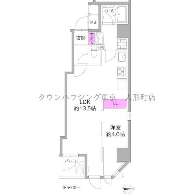 AZEST浅草(1LDK/4階)の間取り写真