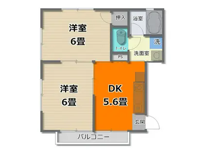 ADMアパート(2DK/1階)の間取り写真