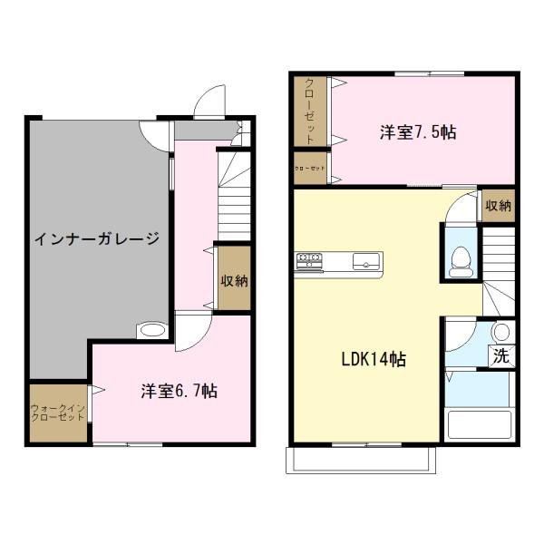 浅川原ベース(2LDK/1階)の間取り写真