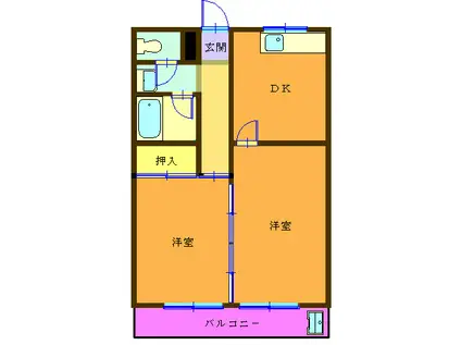 神宮ハイツ(2DK/4階)の間取り写真