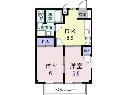 牟礼ぐらしROOM(2DK/2階)の間取り写真