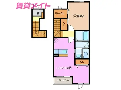 シェーナ・ドゥーノ I(1LDK/2階)の間取り写真