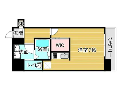 PARK HILLS 弁天町 REVE(1K/7階)の間取り写真