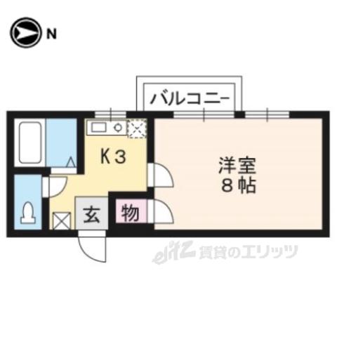 KITAKI荘(1K/2階)の間取り写真