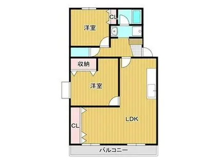 ベルシャトーまき(2LDK/3階)の間取り写真