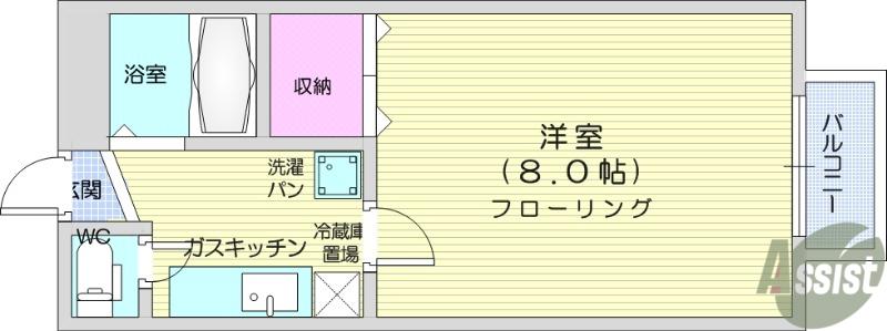 フォレストヴィラ2(1K/1階)の間取り写真